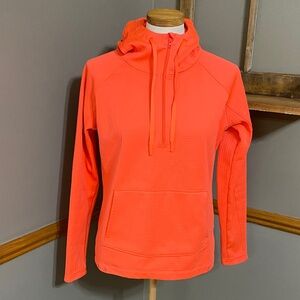 Athleta half zip bright orange fleece lined Hoodie size small